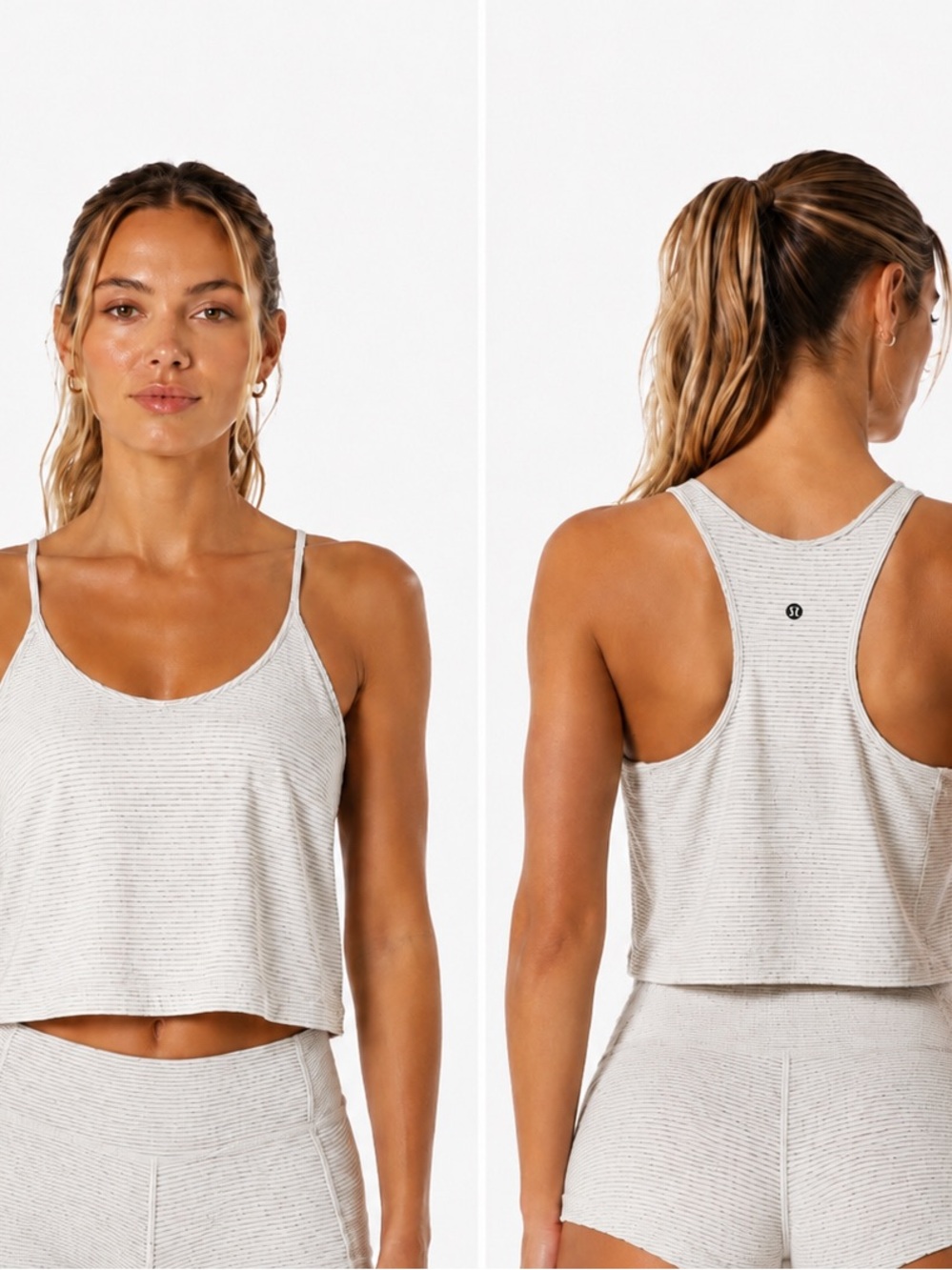 LULULEMON Soft & Light Heathered Cream Racerback Cropped Tank Top
